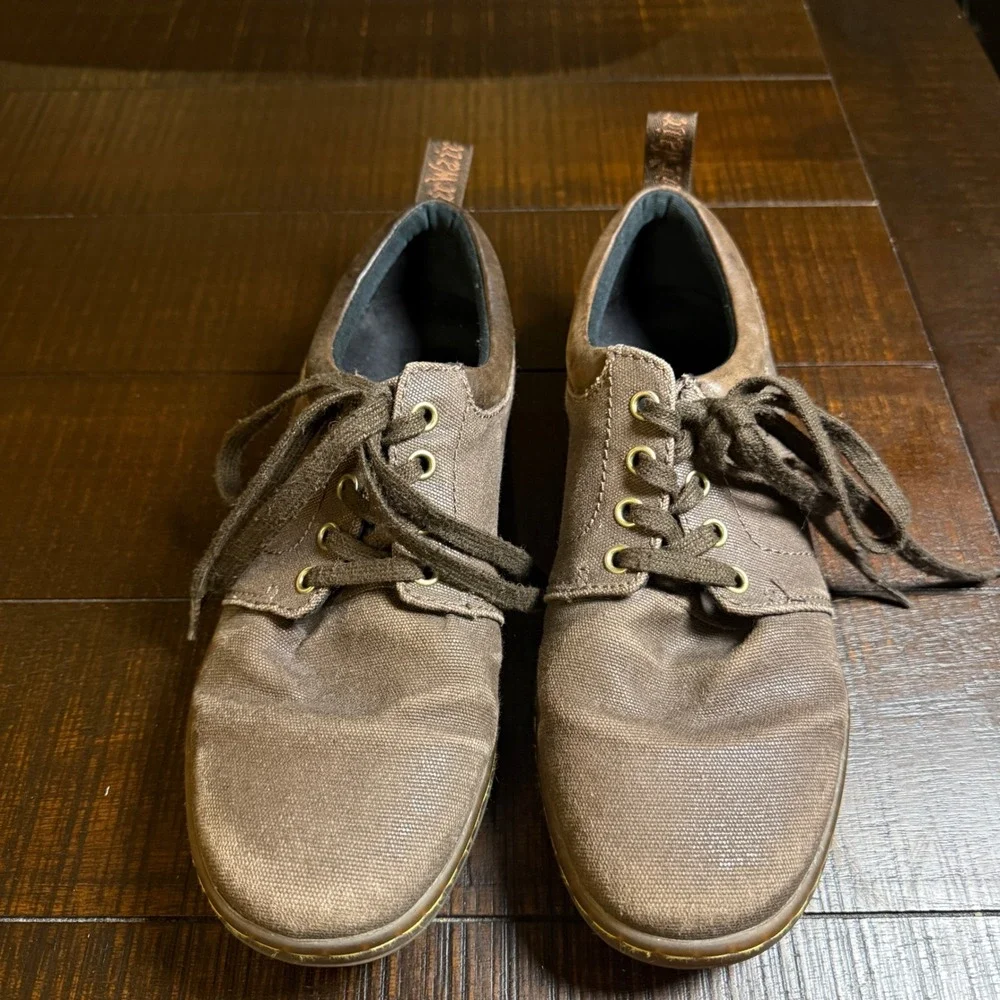Dr. Martens Joseph Brown Canvas Leather Low Top‎ Sneakers Mens 9 Womens 10 42 EU